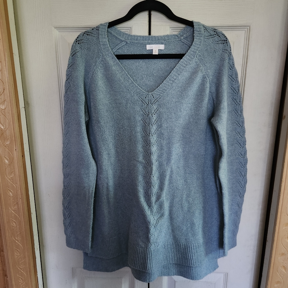 LC Lauren Conrad Blue V-Neck Sweater - Picture 2 of 9